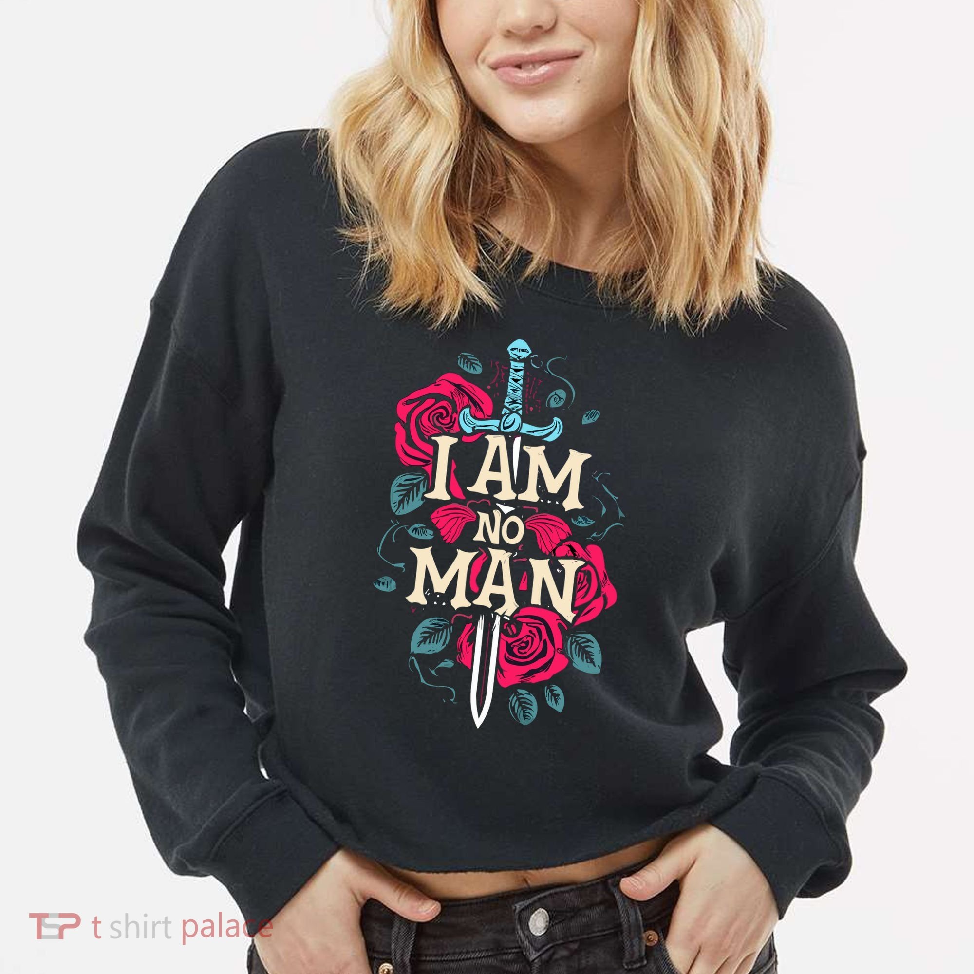 I Am No Man Cropped Pullover Crew