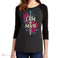 I Am No Man Women's Tri-Blend 3/4-Sleeve Raglan Shirt thumb 2