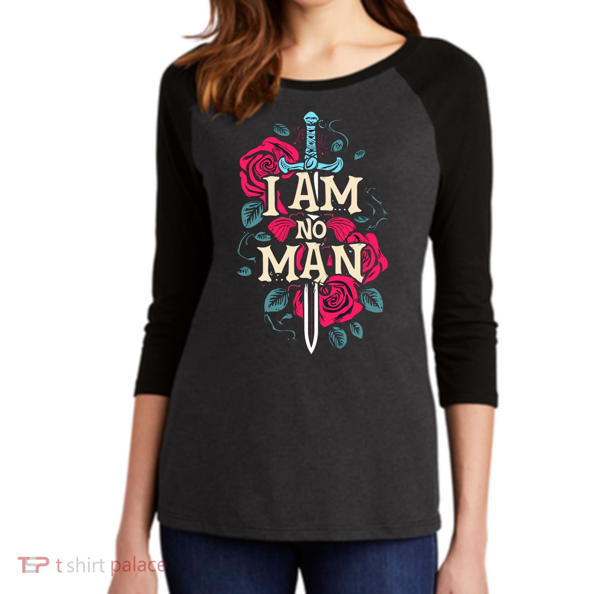 I Am No Man Women's Tri-Blend 3/4-Sleeve Raglan Shirt