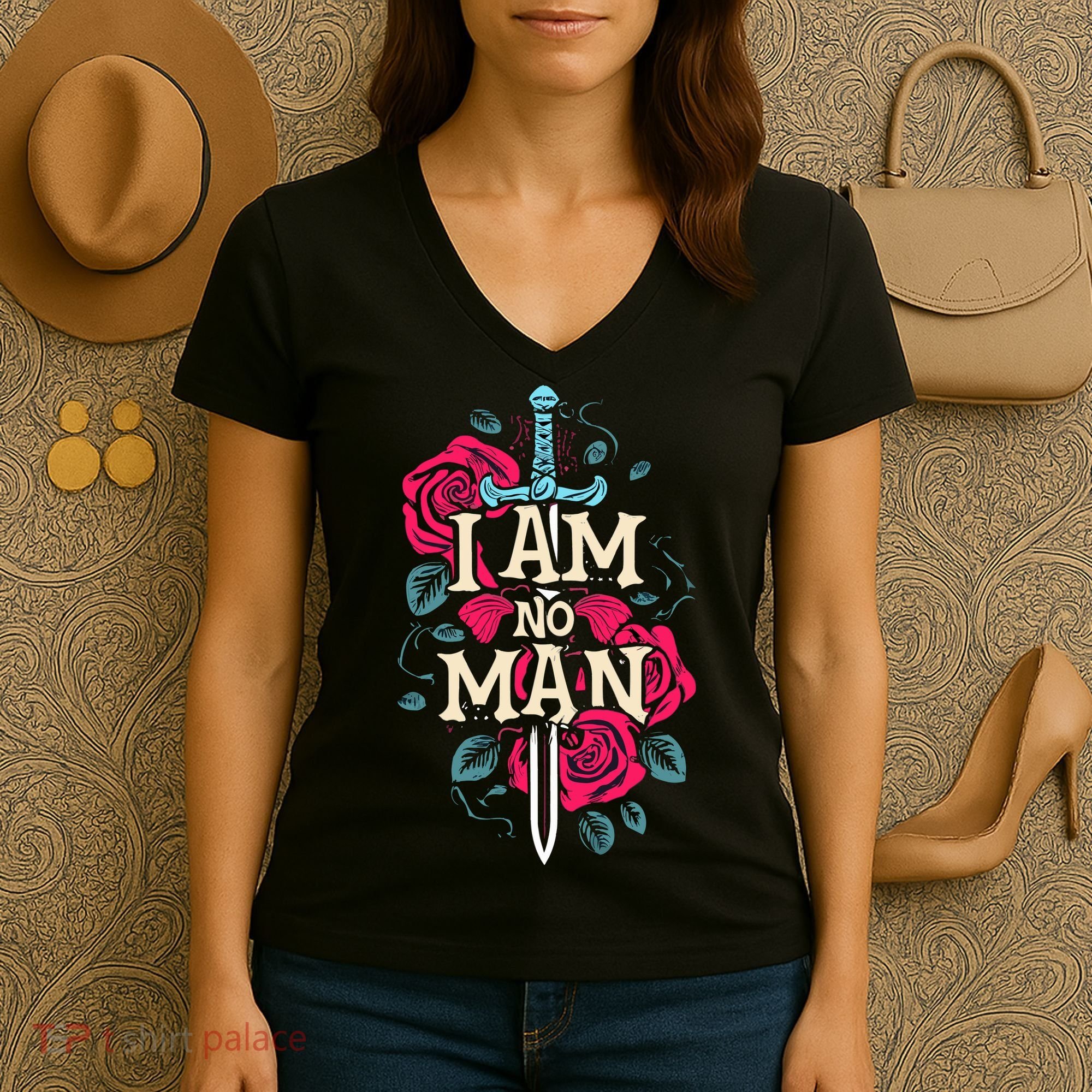 I Am No Man Women's V-Neck T-Shirt