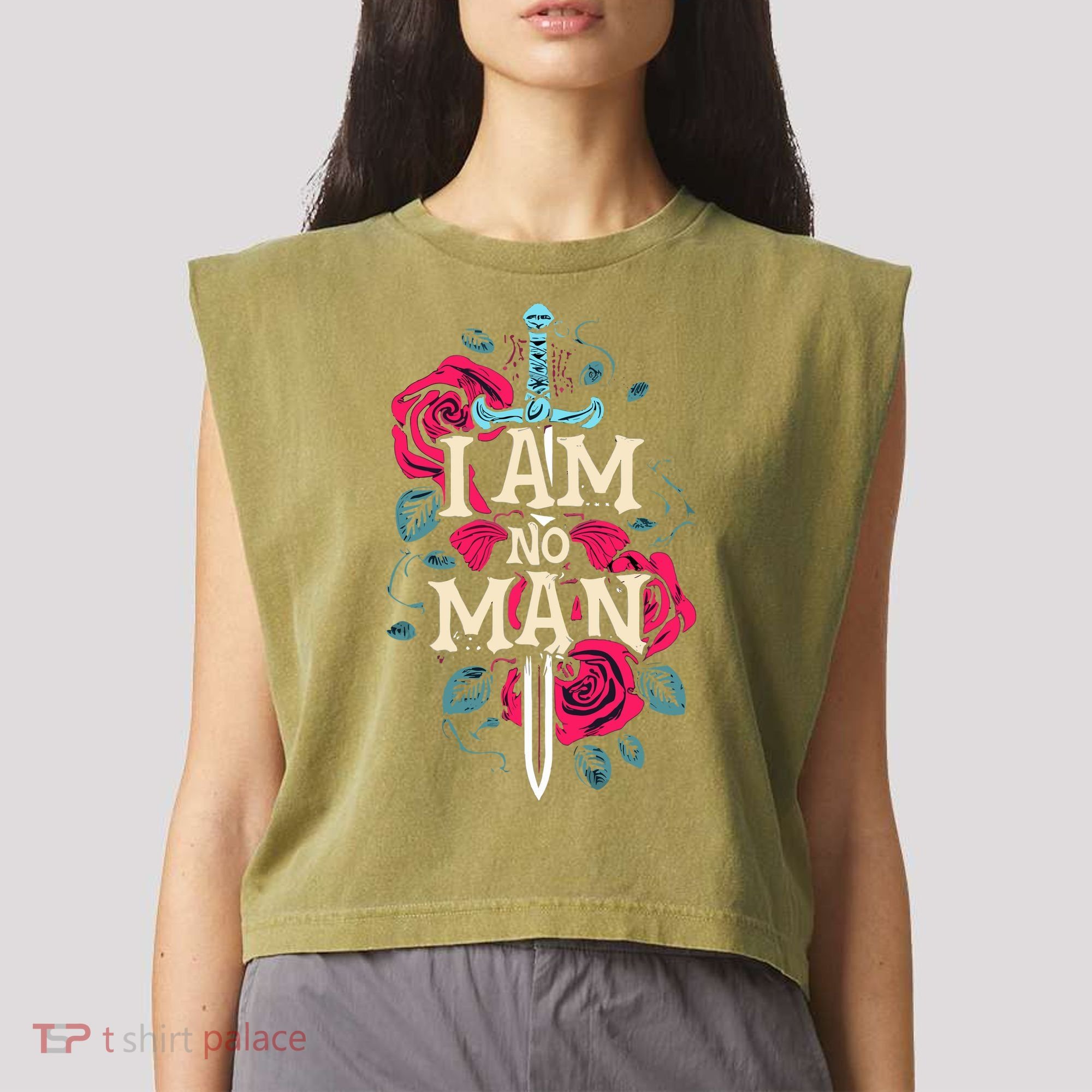 I Am No Man Garment-Dyed Women's Muscle Tee