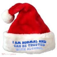 I Am Normal And Can Be Trusted With Alcohol Santa Hat thumb 0