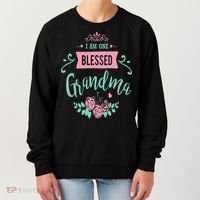 I Am One Blessed Grandma Peach Teal Floral Gift Women's Sweatshirt thumb 0