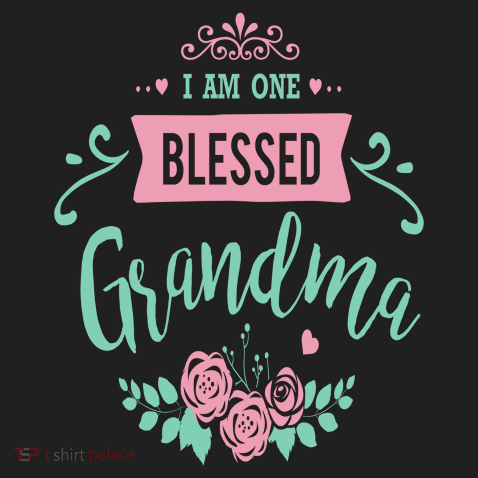 I Am One Blessed Grandma Peach Teal Floral Gift Beanie