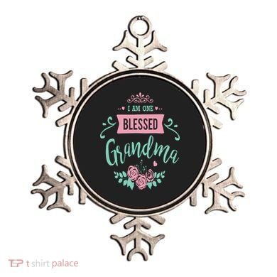 I Am One Blessed Grandma Peach Teal Floral Gift Ornament