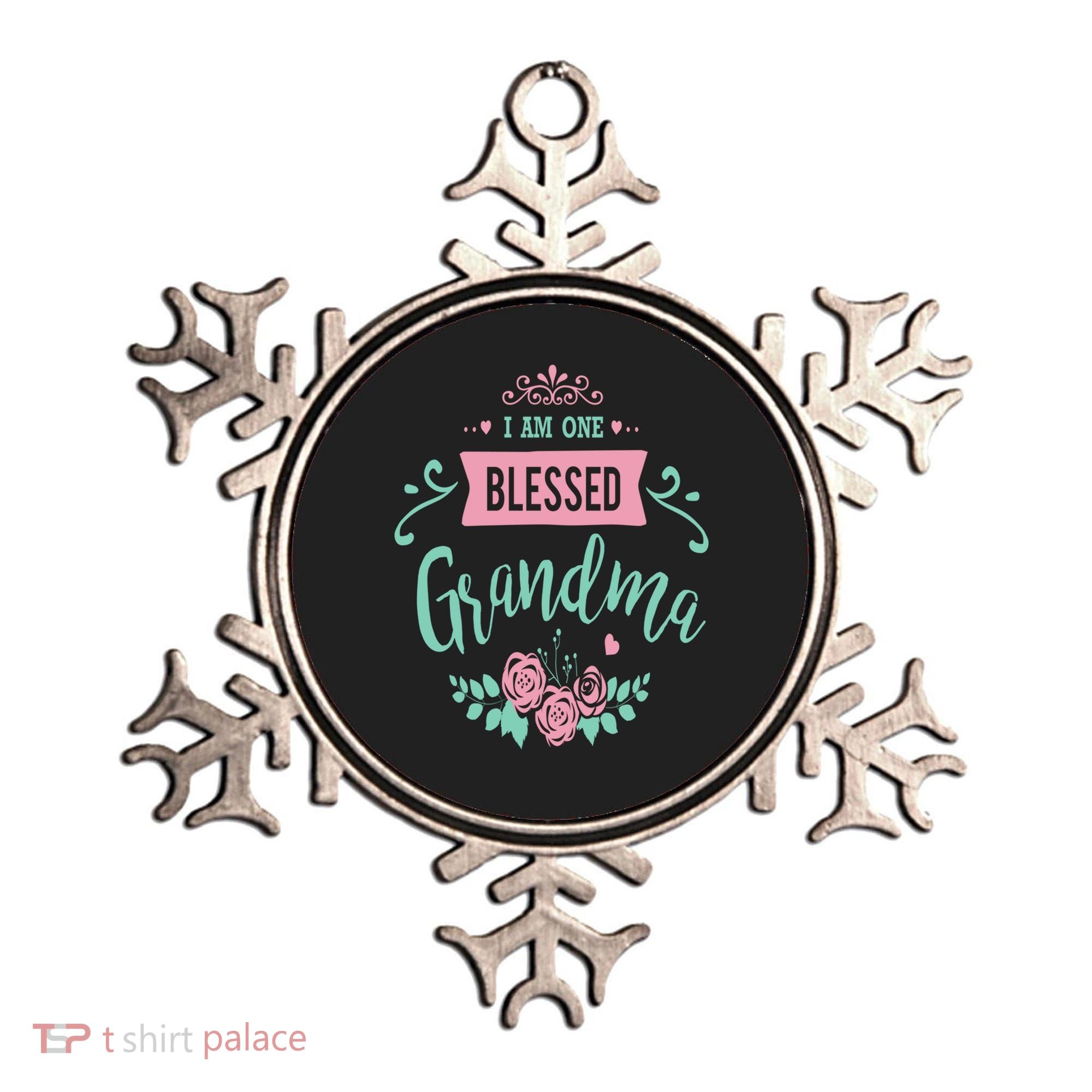 I Am One Blessed Grandma Peach Teal Floral Gift Ornament