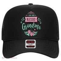 I Am One Blessed Grandma Peach Teal Floral Gift Hat thumb 0