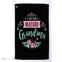 I Am One Blessed Grandma Peach Teal Floral Gift Golf Towel thumb 0
