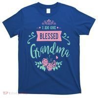 I Am One Blessed Grandma Peach Teal Floral Gift T-Shirt thumb 0