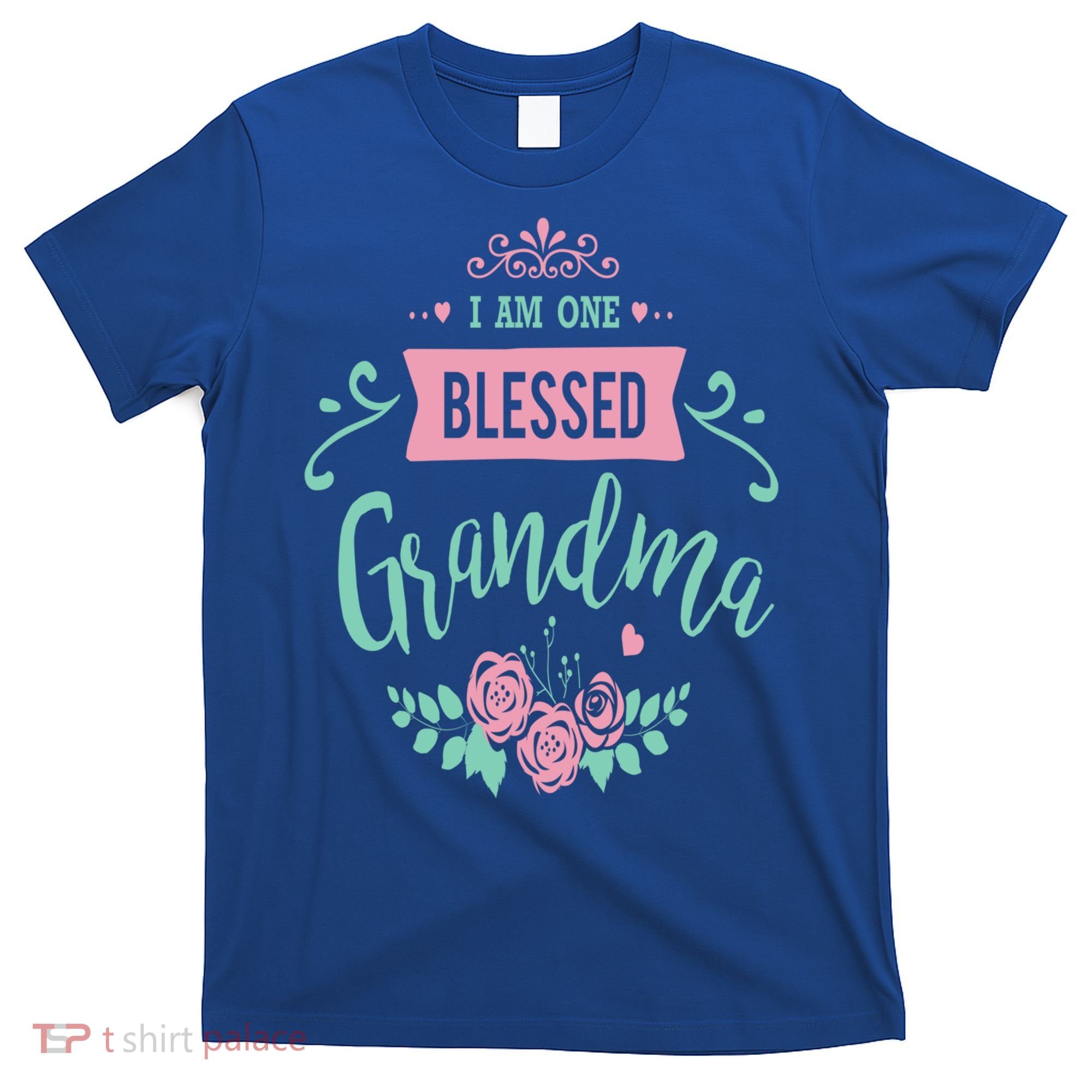 I Am One Blessed Grandma Peach Teal Floral Gift T-Shirt