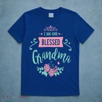 I Am One Blessed Grandma Peach Teal Floral Gift T-Shirt thumb 5