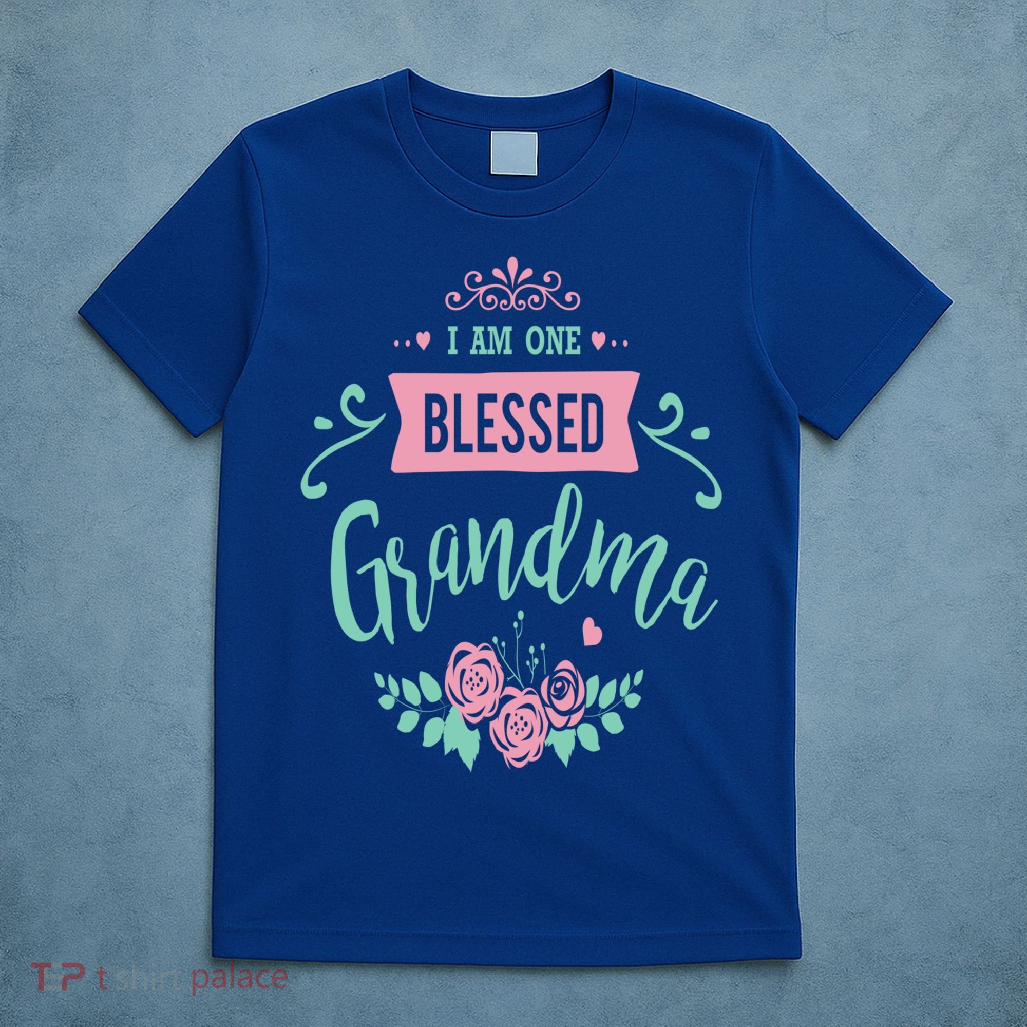 I Am One Blessed Grandma Peach Teal Floral Gift T-Shirt