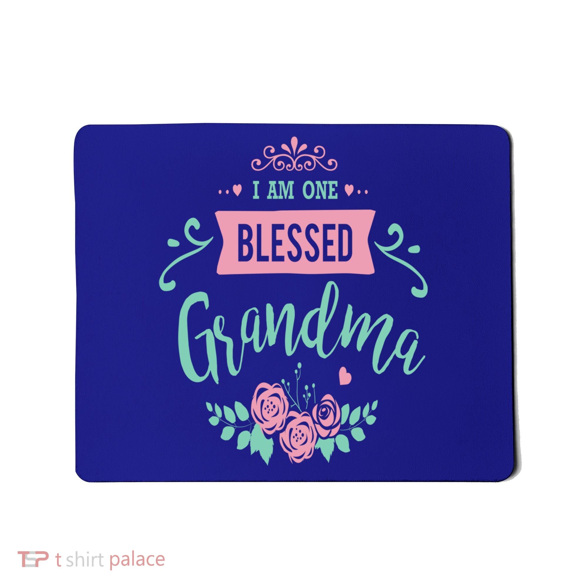 I Am One Blessed Grandma Peach Teal Floral Gift Mousepad
