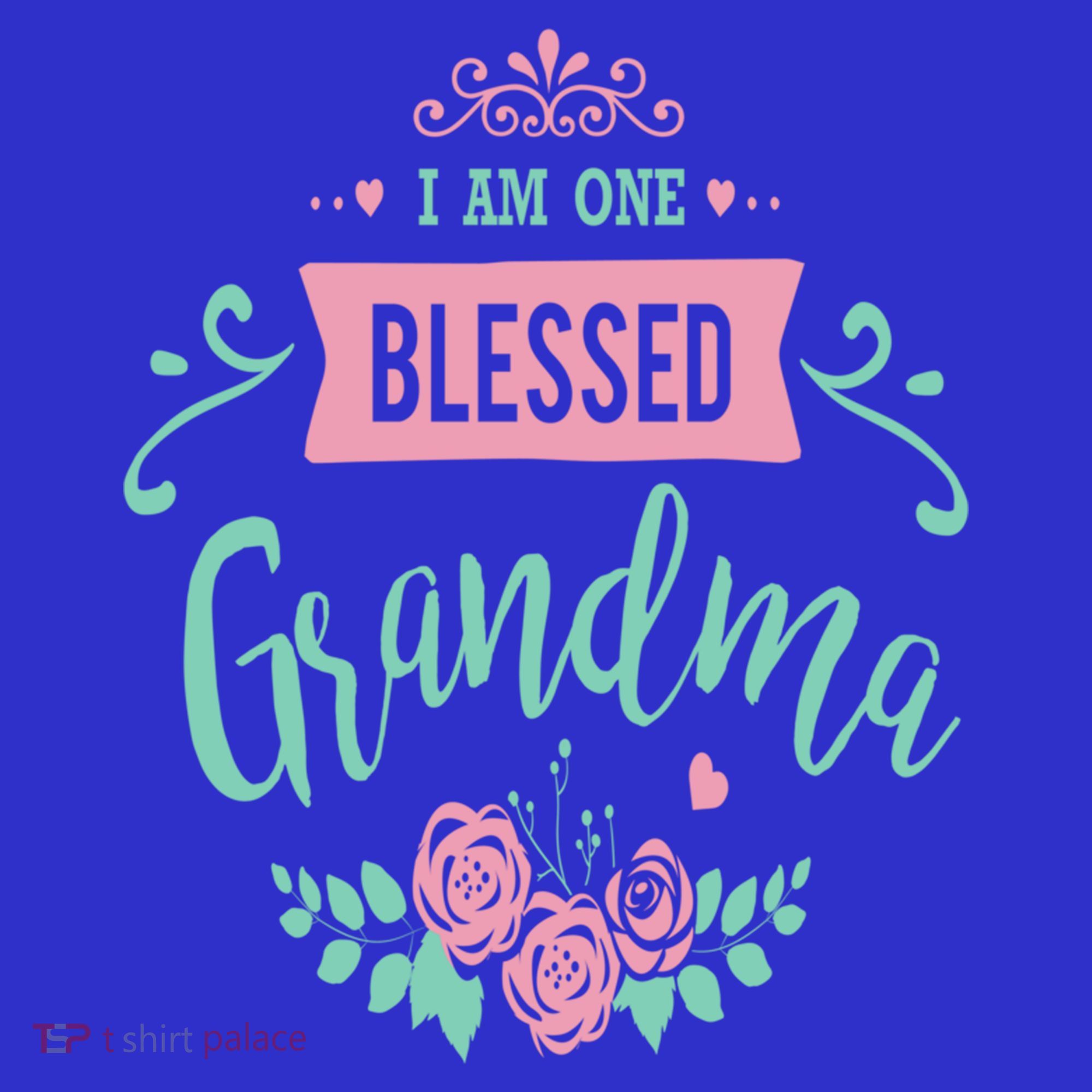 I Am One Blessed Grandma Peach Teal Floral Gift Women's Tank Top