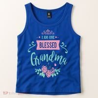 I Am One Blessed Grandma Peach Teal Floral Gift Tank Top thumb 2