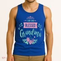 I Am One Blessed Grandma Peach Teal Floral Gift Tank Top thumb 3
