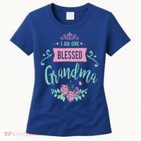 I Am One Blessed Grandma Peach Teal Floral Gift Women's T-Shirt thumb 0