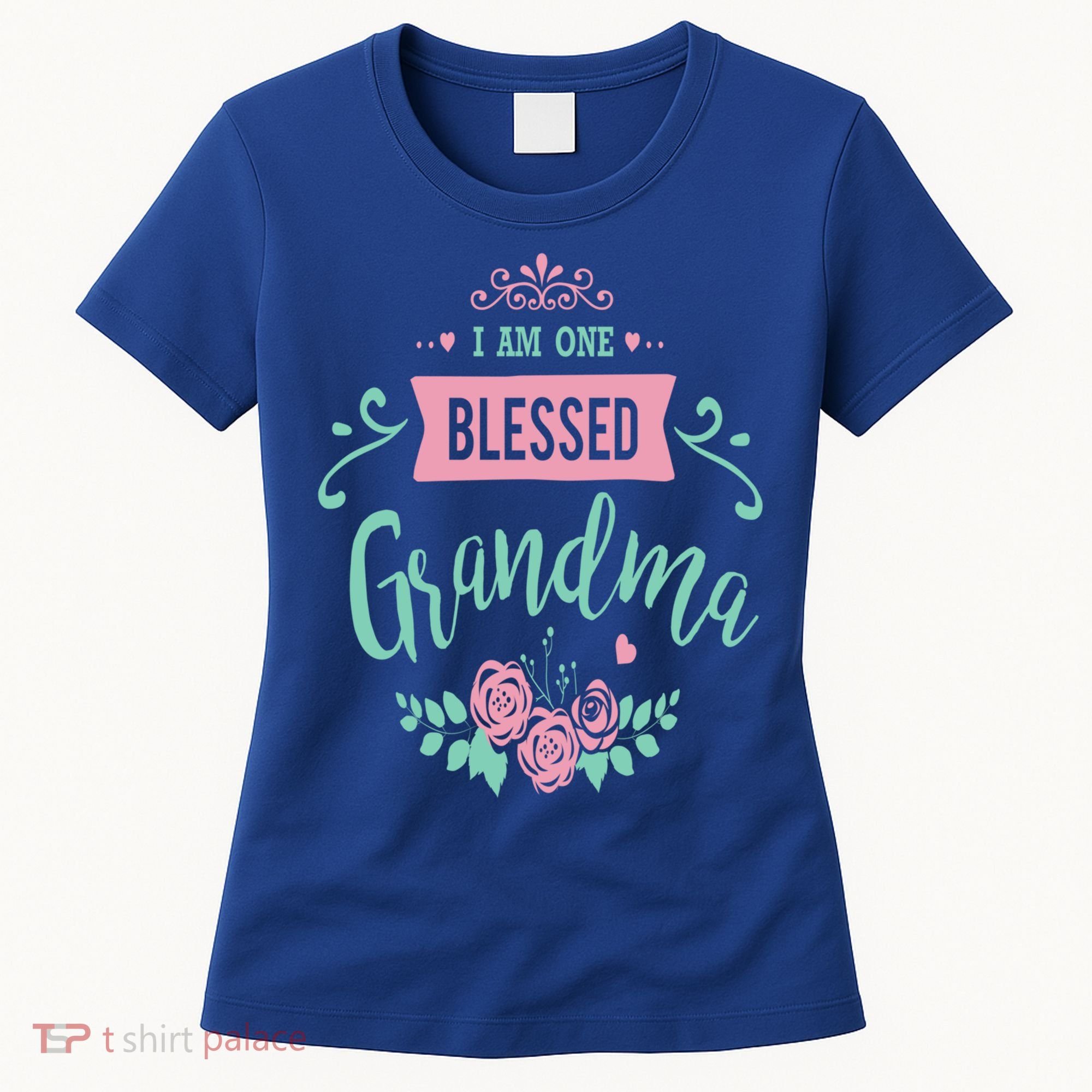 I Am One Blessed Grandma Peach Teal Floral Gift Women's T-Shirt