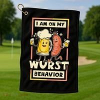 I Am On My Wurst Behavior Oktoberfest Golf Towel thumb 1