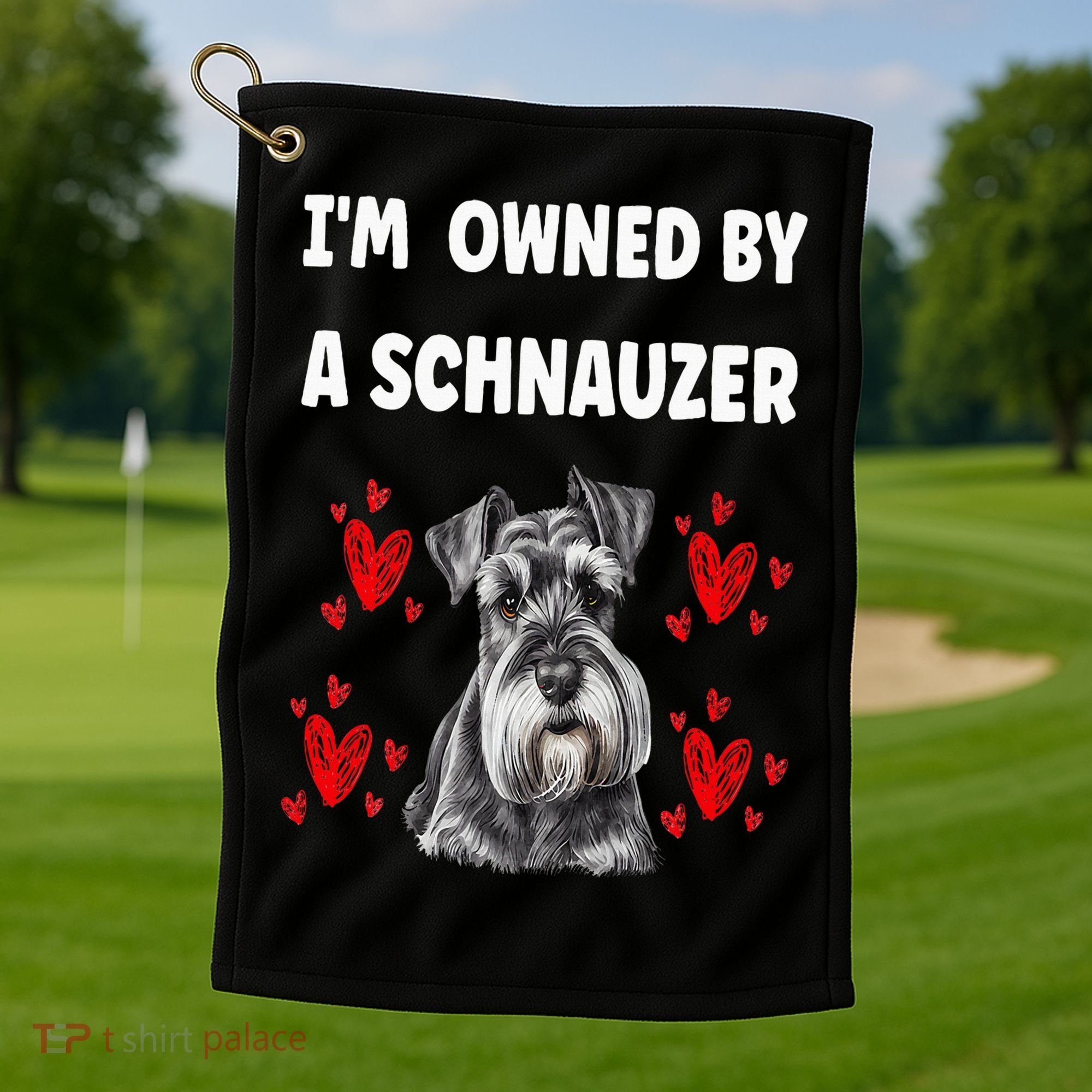 I Am Owned By A Schnauzer Golf Towel