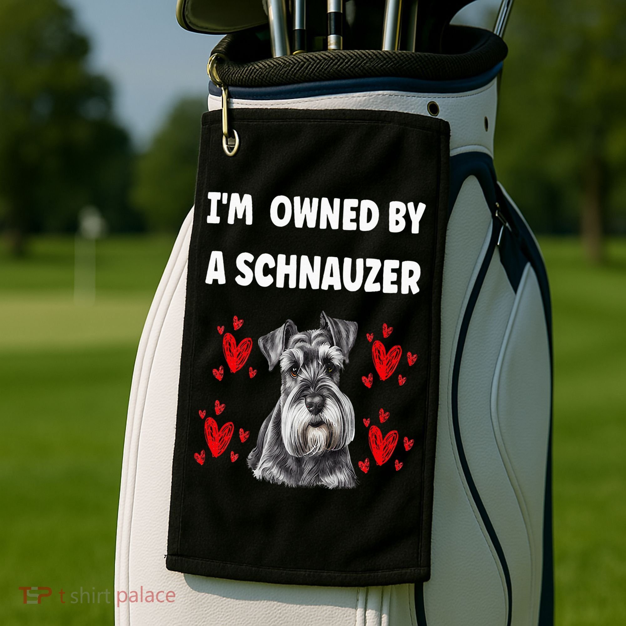 I Am Owned By A Schnauzer Golf Towel