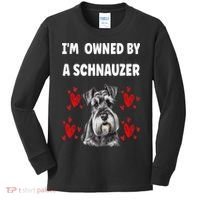 I Am Owned By A Schnauzer Kids Long Sleeve Shirt thumb 0