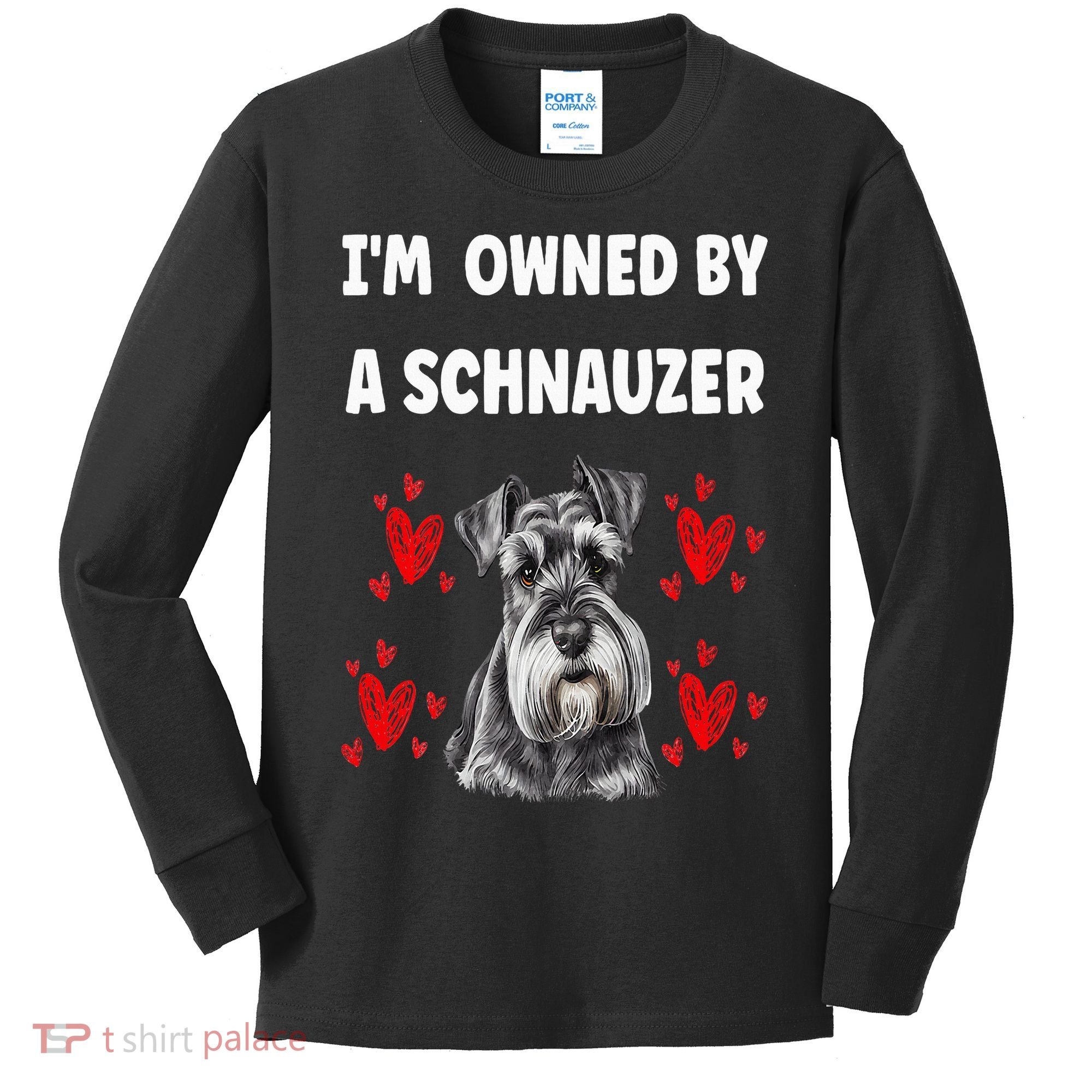 I Am Owned By A Schnauzer Kids Long Sleeve Shirt