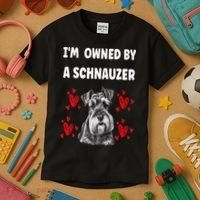 I Am Owned By A Schnauzer Kids T-Shirt thumb 3