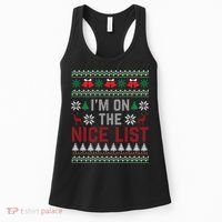 I Am On The Nice List Of Santa Christmas Ugly Sweater Graphic Women's Tank Top thumb 0