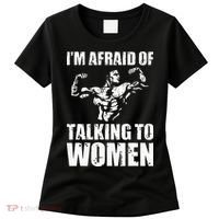 Im Afraid Of Talking To Women Satirical Workout Women's T-Shirt thumb 0