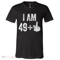 I Am Personalize Birthday Age Plus 1 Middle Finger Funny Edit With AI Custom Year V-Neck T-Shirt thumb 0