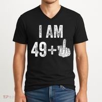 I Am Personalize Birthday Age Plus 1 Middle Finger Funny Edit With AI Custom Year V-Neck T-Shirt thumb 2