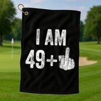 I Am Personalize Birthday Age Plus 1 Middle Finger Funny Edit With AI Custom Year Golf Towel thumb 1