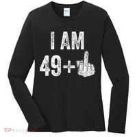 I Am Personalize Birthday Age Plus 1 Middle Finger Funny Edit With AI Custom Year Women's Long Sleeve Shirt thumb 0