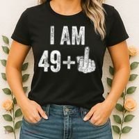 I Am Personalize Birthday Age Plus 1 Middle Finger Funny Edit With AI Custom Year Women's T-Shirt thumb 2