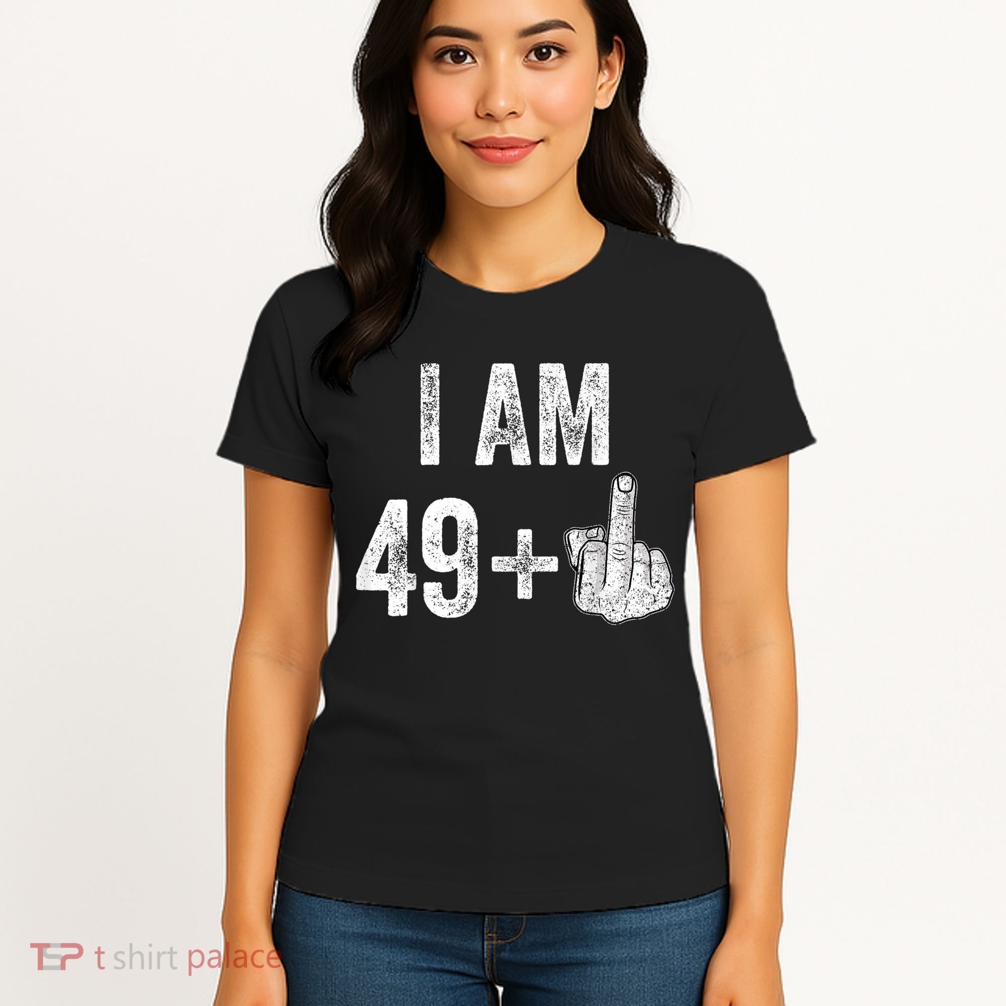 I Am Personalize Birthday Age Plus 1 Middle Finger Funny Edit With AI Custom Year Women's T-Shirt