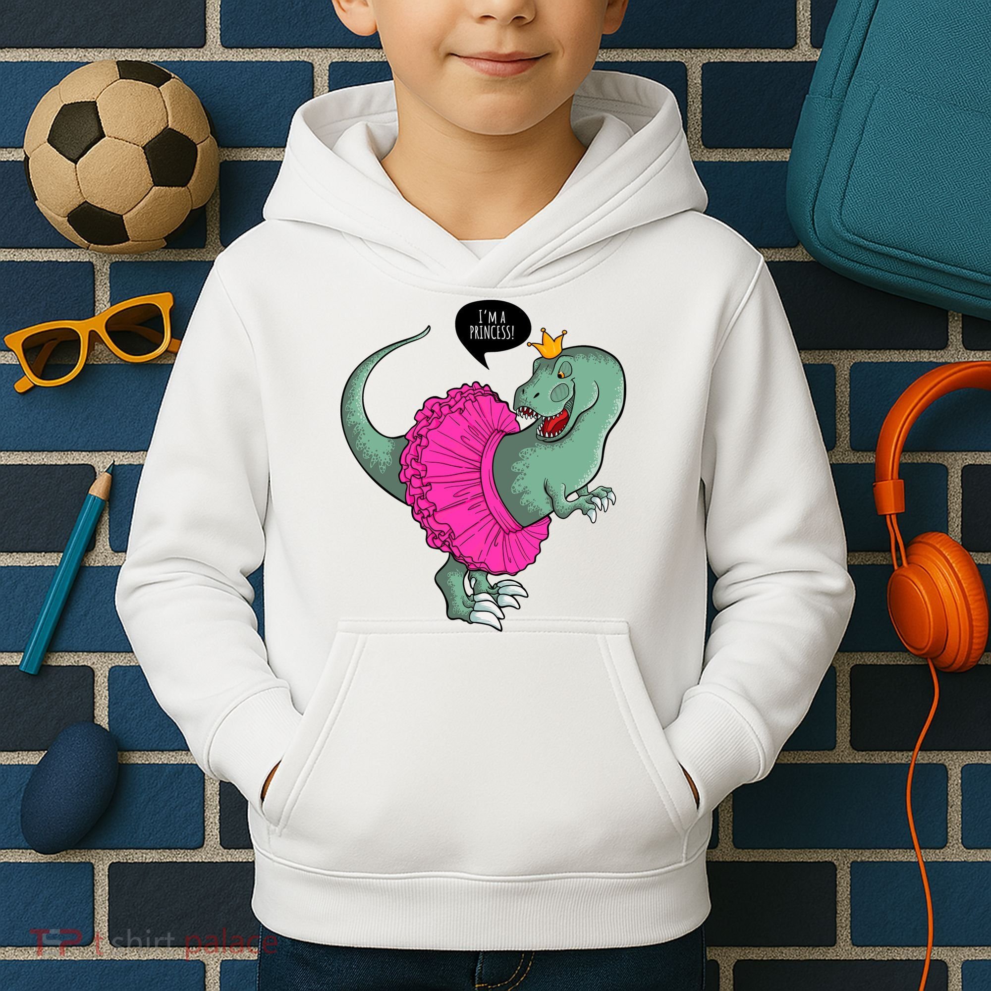 I'm A Princess, Trex In Tutu Kids Hoodie