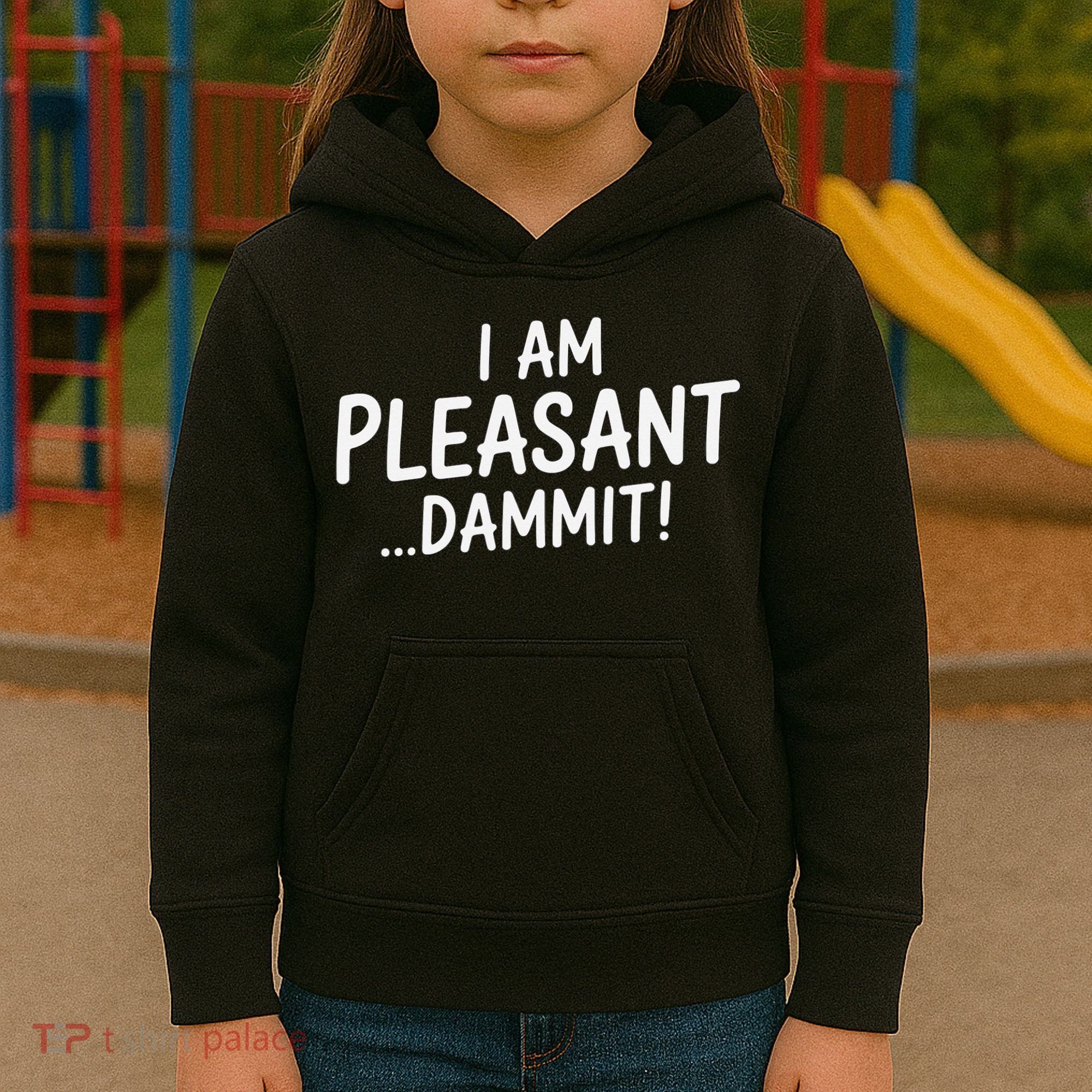 I Am Pleasant Dammit Funny Sarcastic Humor Kids Hoodie