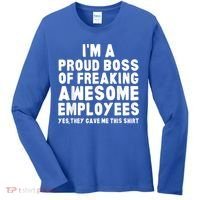 I'm A Proud Boss Of Freaking Awesome Employees Women's Long Sleeve Shirt thumb 0