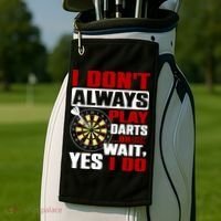 I Always Play Darts Funny Golf Towel thumb 2