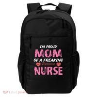 I'm A Proud Mom Of A Freaking Awesome Nurse Distressed Text Backpack thumb 0