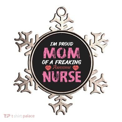 I'm A Proud Mom Of A Freaking Awesome Nurse Distressed Text Ornament