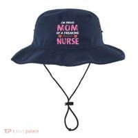I'm A Proud Mom Of A Freaking Awesome Nurse Distressed Text Bucket Hat thumb 0