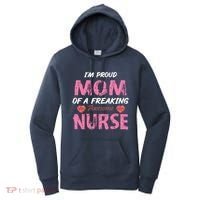 I'm A Proud Mom Of A Freaking Awesome Nurse Distressed Text Women's Hoodie thumb 0