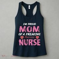 I'm A Proud Mom Of A Freaking Awesome Nurse Distressed Text Women's Tank Top thumb 3