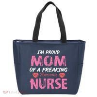I'm A Proud Mom Of A Freaking Awesome Nurse Distressed Text Tote Bag thumb 0