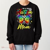 I'm A Proud Autism Mom Autism Awareness Butterfly Gifts Women's Sweatshirt thumb 0