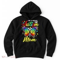 I'm A Proud Autism Mom Autism Awareness Butterfly Gifts Hoodie thumb 0