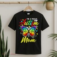 I'm A Proud Autism Mom Autism Awareness Butterfly Gifts T-Shirt thumb 2