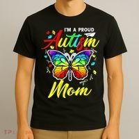 I'm A Proud Autism Mom Autism Awareness Butterfly Gifts T-Shirt thumb 3